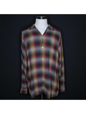 VTG 50s 60s Men’s Arrow Chevella Red Black Plaid Button-Up Shirt Sz XL Tall Man